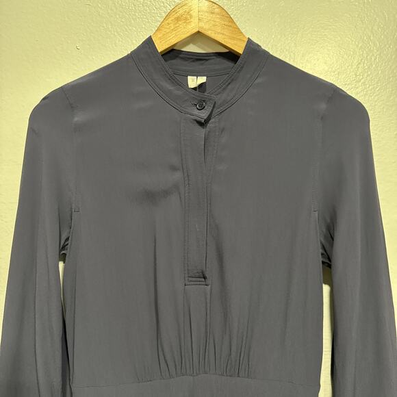 Arket Womens Modest Maxi Dress EU 34, US 4 Long Sleeves A-Line Band Collar Blue - Picture 2 of 16